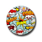 Comic font badge pin 